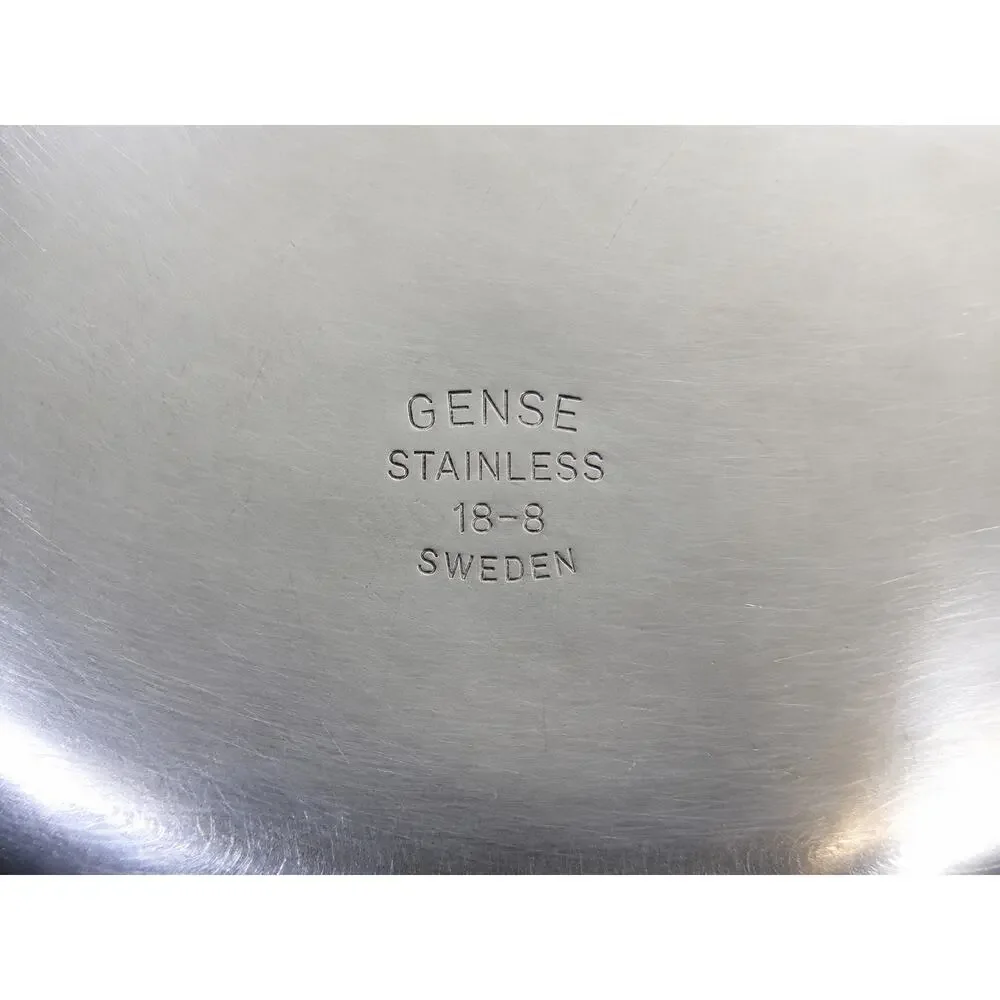 Vintage Gense Sweden 18/8 Stainless Carving Platter Wood Board MCM 19